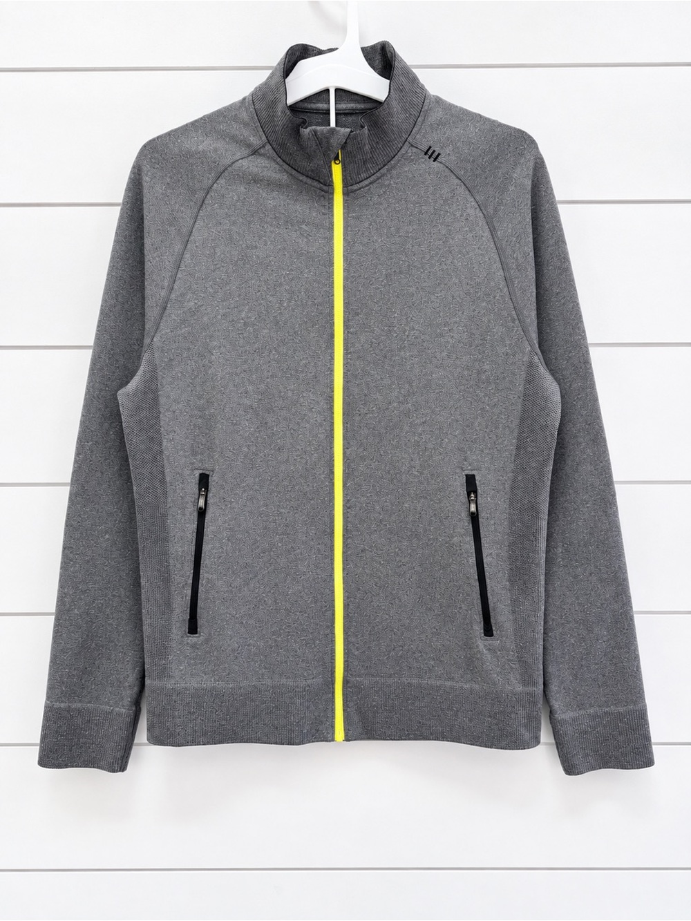 lululemon Men’s Small Gray Athletic Jacket Neon Yellow Zip Full